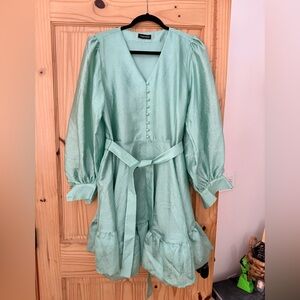 STINE GOYA Light Green Mini Puff Dress